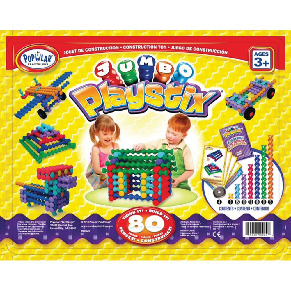 Popular Playthings Jumbo Playstix 80-Piece Set