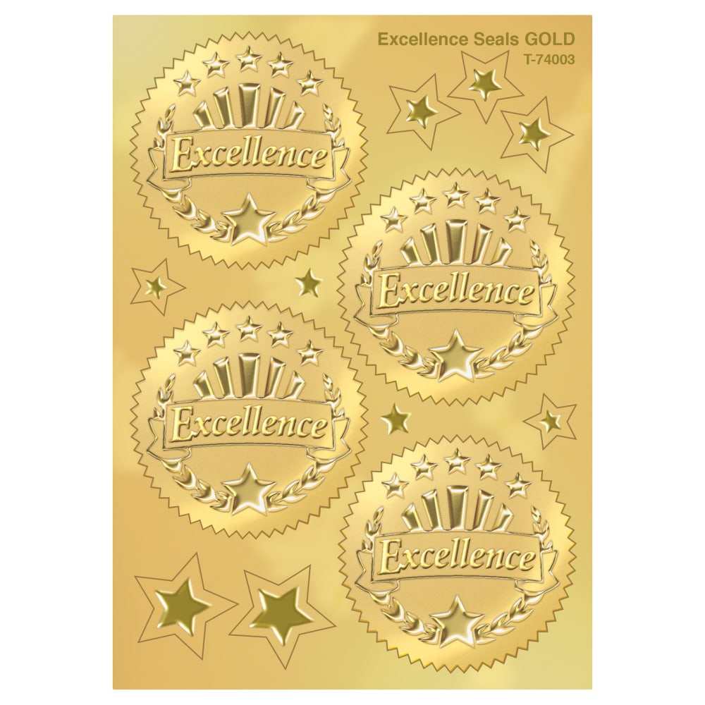 TREND Award Seal Stickers, 2in, Excellence, Gold, 32 Stickers Per Pack, Set Of 6 Packs