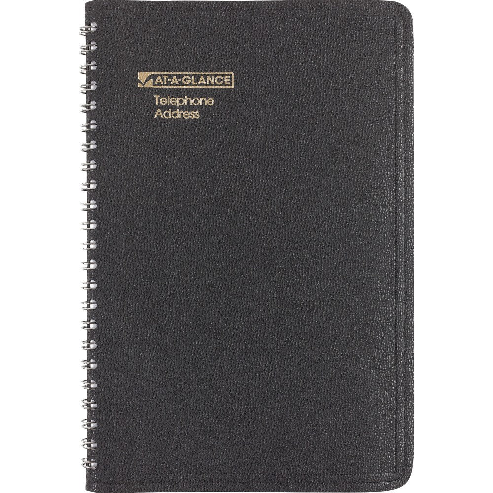 AT-A-GLANCE Telephone/Address Book, 4 7/8in x 8in, Black