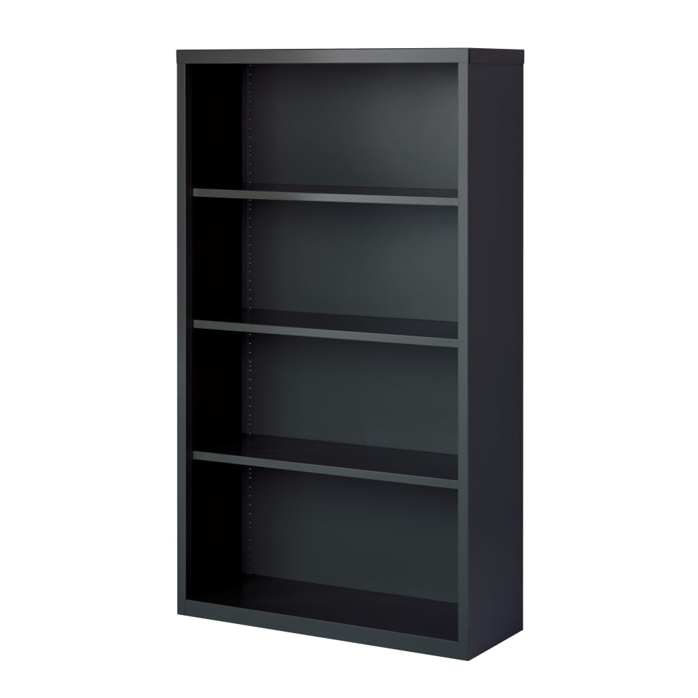 Hirsh 60inH 4-Shelf Metal Bookcase, Charcoal