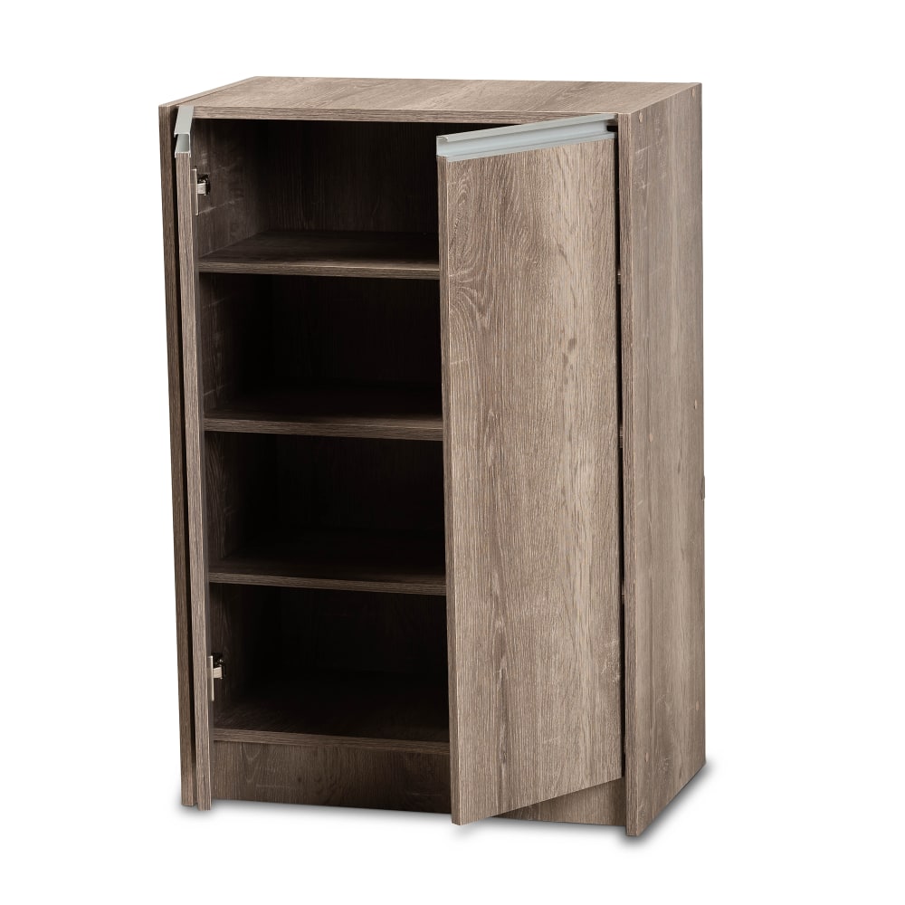 Baxton Studio Modern And Contemporary 36inH 2-Door Shoe Storage Cabinet, Weathered Oak