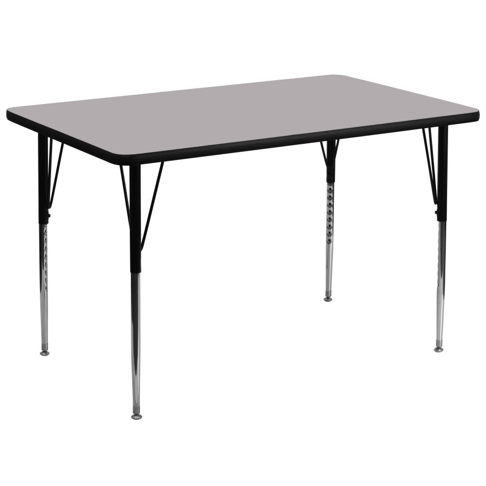 Flash Furniture 72inW Rectangular Thermal Laminate Activity Table With Standard Height-Adjustable Legs, Gray