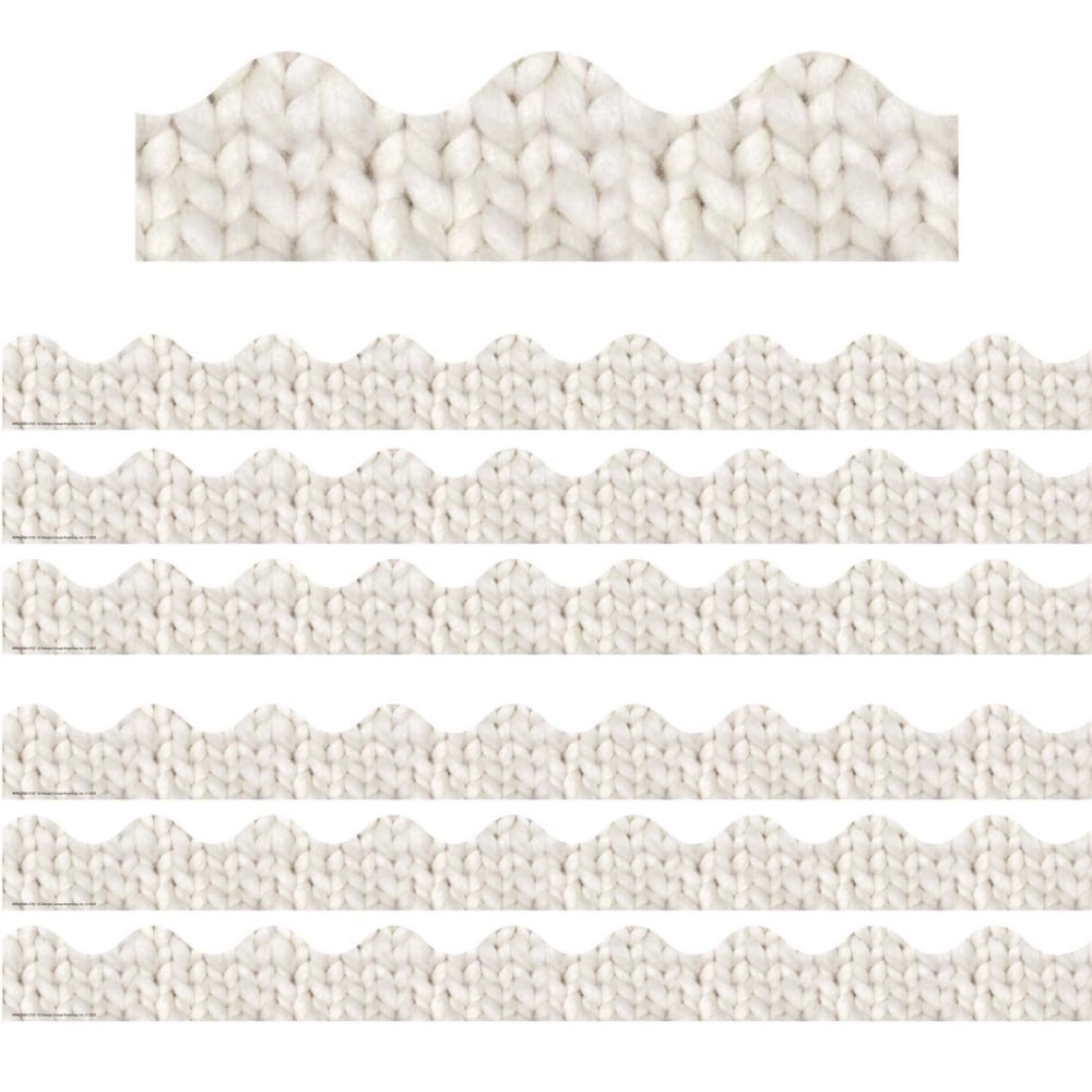 Eureka School Extra-Wide Deco Trim, A Close-Knit Class Cozy Cream, 37' Per Pack, Set Of 6 Packs