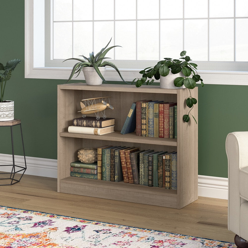 Bush Furniture Universal Small 30inH 2-Shelf Bookcase, Ash Gray, Standard Delivery