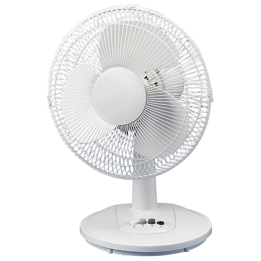 Atlantic Breeze 12in Oscillating Desk Fan, Light Gray