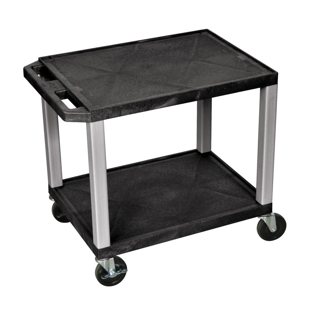 H. Wilson Tuffy 2-Shelf Plastic Utility Cart, 26inH x 19inW x 16inD, Black/Nickel