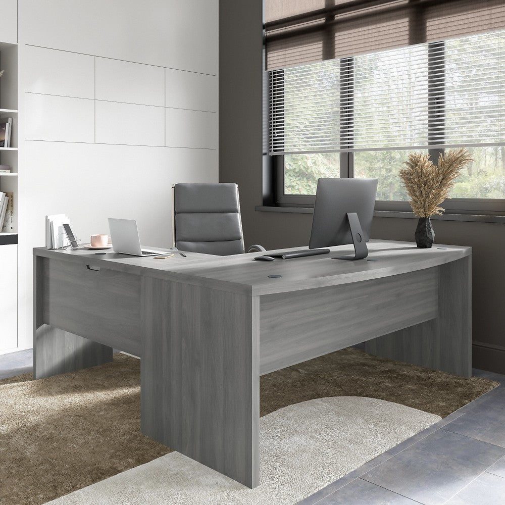 Bush Business Furniture Echo 72inW Bow-Front L-Shaped Computer Desk, Modern Gray, Standard Delivery