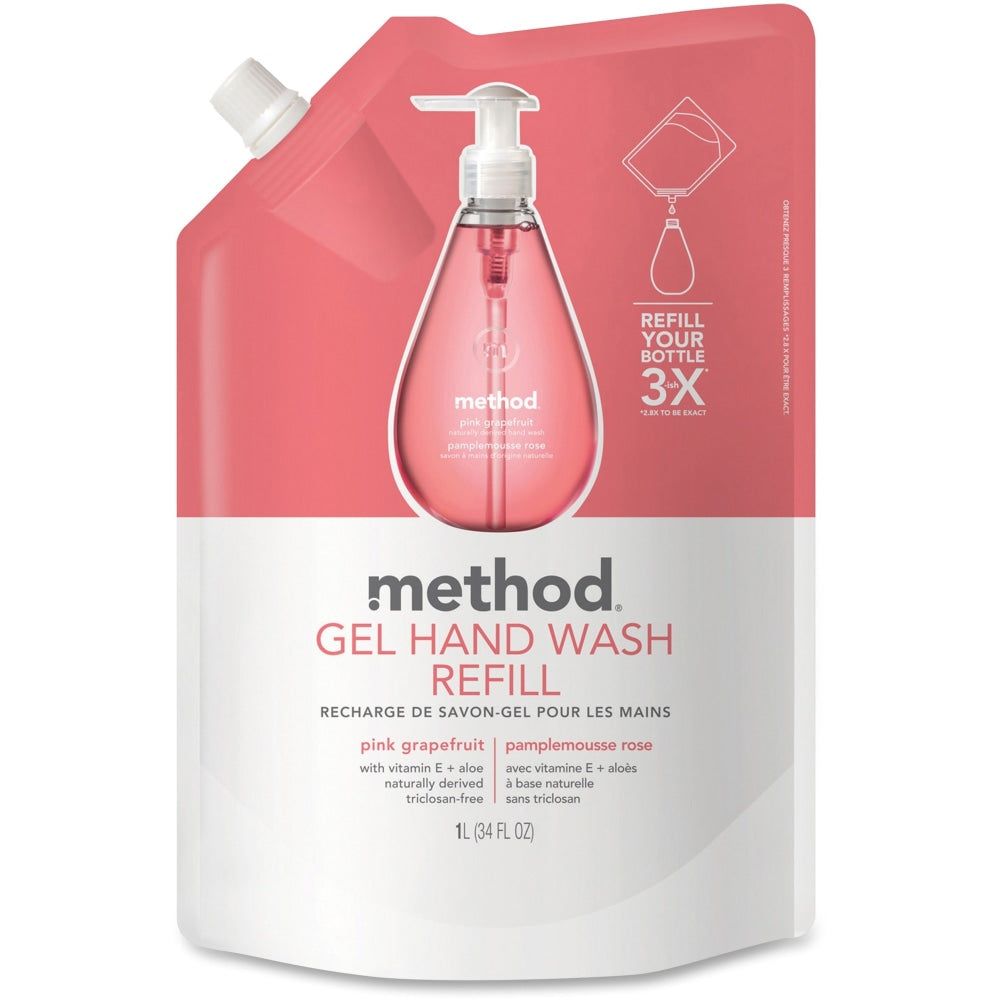 Method Antibacterial Gel Hand Wash Soap, Pink Grapefruit Scent, 34 Oz Bottle