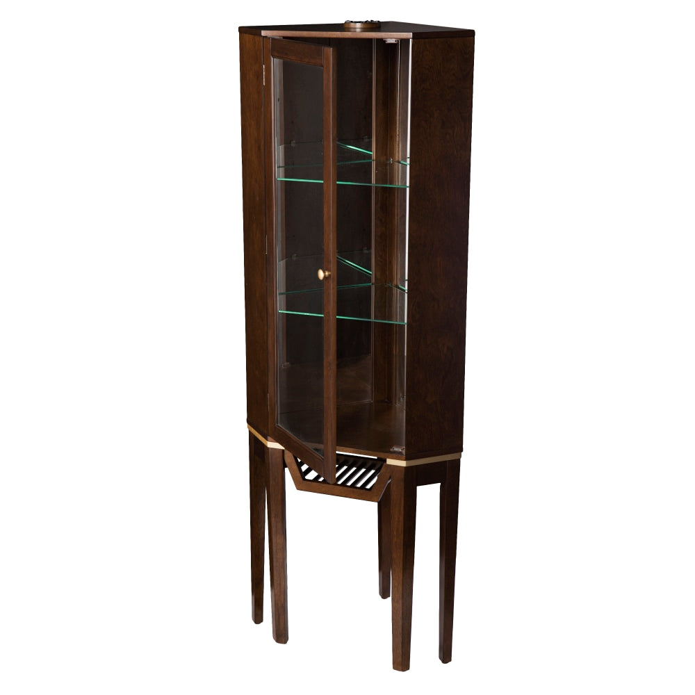 SEI Furniture Kennbeck 26inW Corner Bar Cabinet, Dark Brown