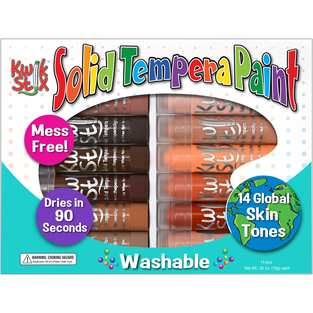 The Pencil Grip Kwik Stix Tempera Paint Stick Set, Global Skin Tone Colors, Pack Of 14 Sticks