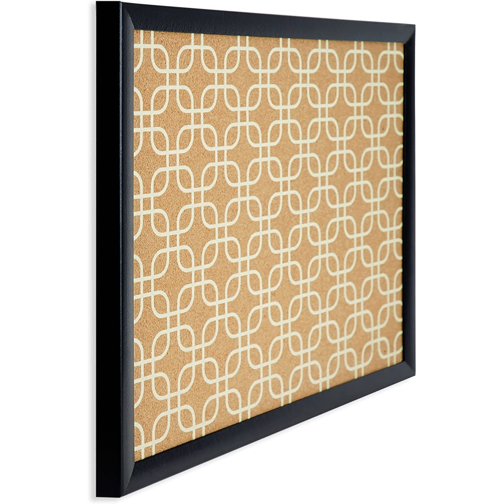 U Brands Fashion Cork Bulletin Board, 20in X 16in, Black Wood Frame