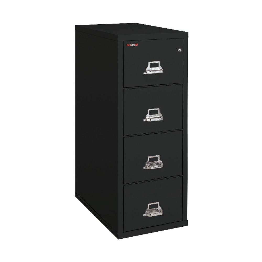 FireKing UL 1-Hour 31-5/8inD Vertical 4-Drawer Legal-Size Fireproof File Cabinet, Metal, Black, White Glove Delivery