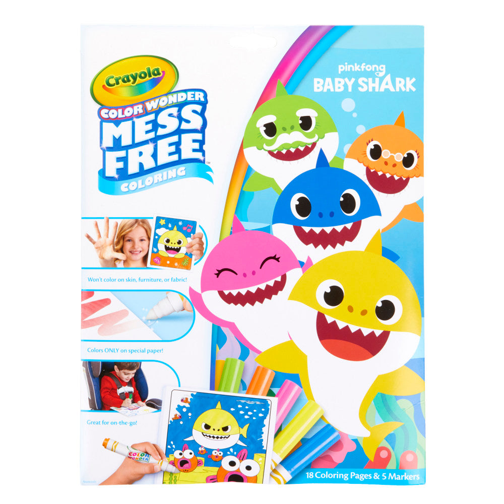 Crayola Color Wonder Mess-Free Coloring Pads & Markers, Baby Shark, Pack Of 2 Sets