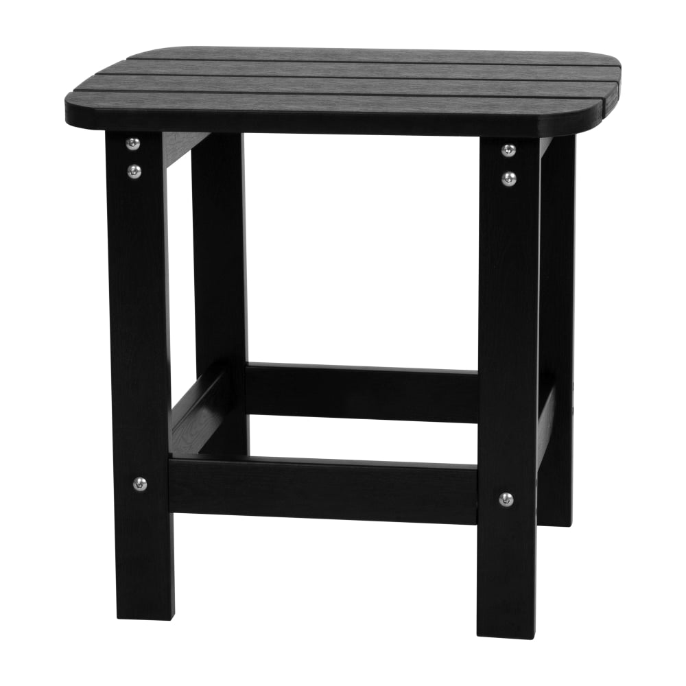 Flash Furniture Charlestown All-Weather Adirondack Side Table, 18-1/4inH x 18-3/4inW x 15inD, Black