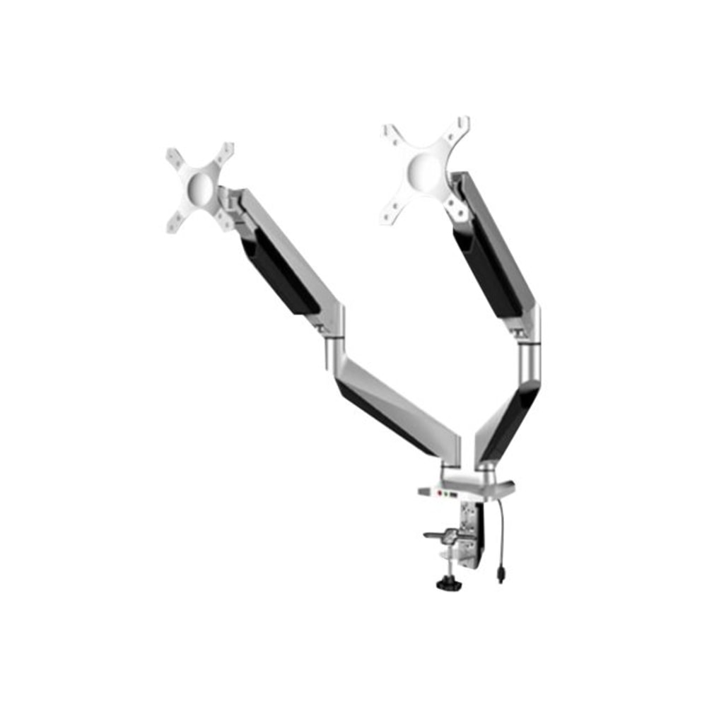 Loctek D7 Gas-Spring Monitor Arm, Dual, 18 1/8inH x 6 1/2inW x 12 13/16inD, Silver