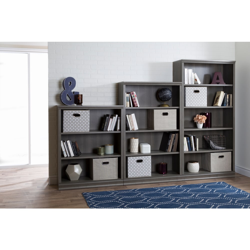 South Shore Morgan 45inH 3-Shelf Bookcase, Gray Maple