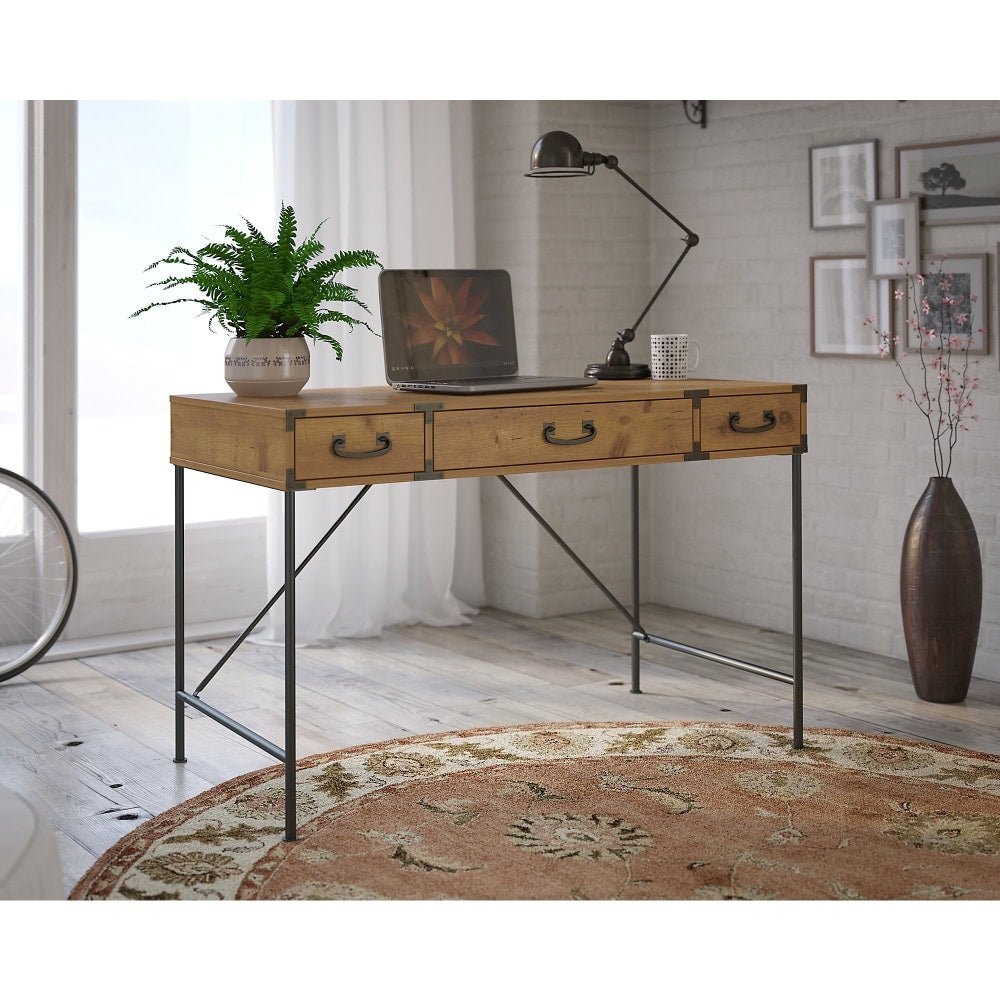 Kathy Ireland Home by Bush Furniture Ironworks 48inW Writing Desk, Vintage Golden Pine, Standard Delivery