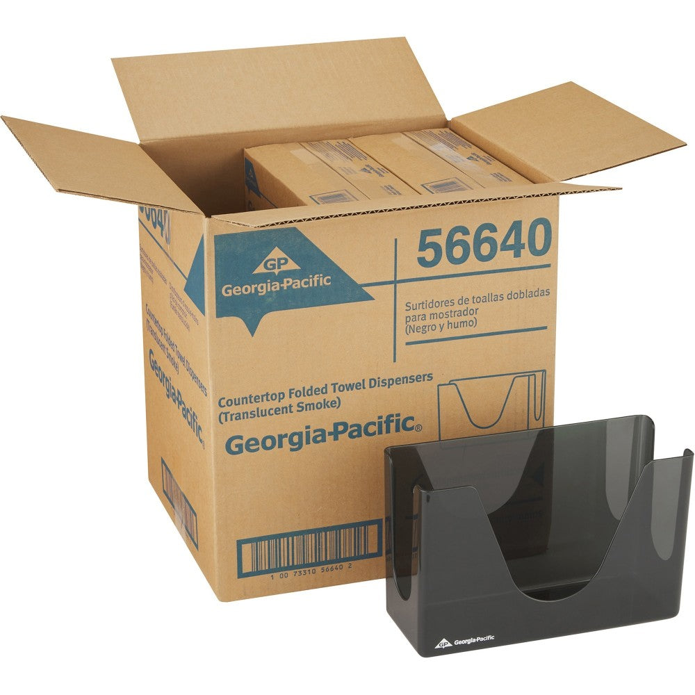 Georgia-Pacific Countertop C-Fold/M-Fold Paper Towel Dispenser - C Fold, Multifold Dispenser - 7in Height x 11in Width x 4.4in Depth - Plastic - Smoke - Durable, Washable - 6 / Carton