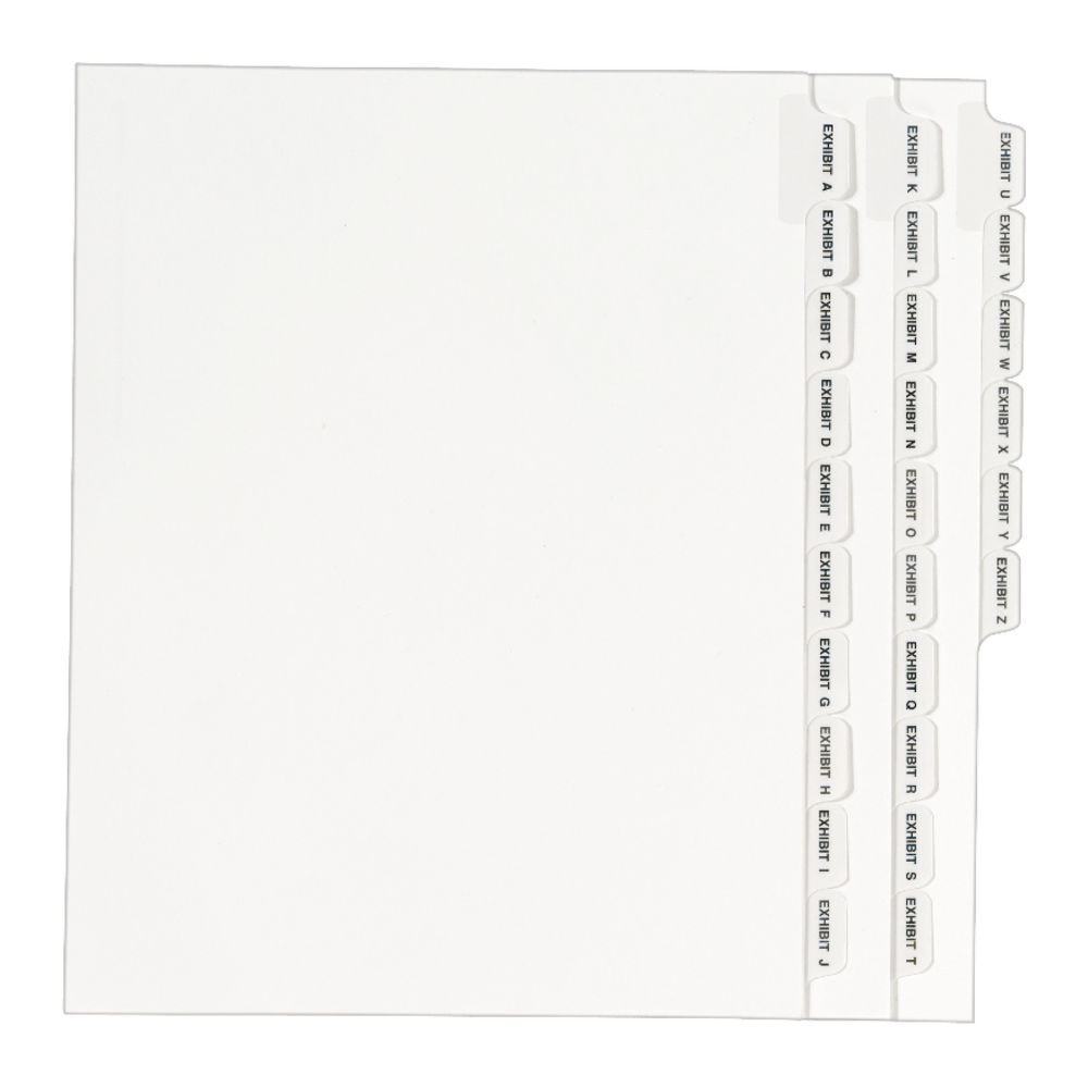 Avery 30% Recycled Preprinted Laminated Tab Dividers, 8 1/2in x 11in, White Dividers/White Tabs, A-Z, Pack Of 25