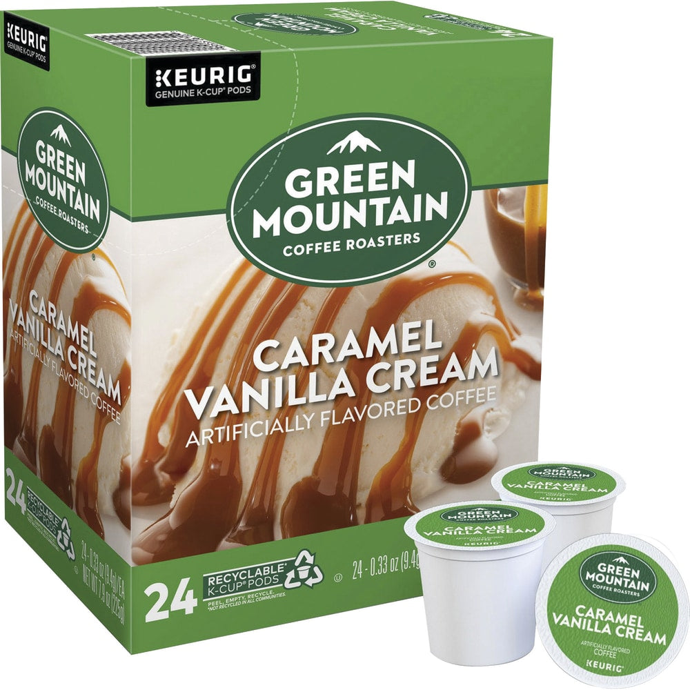 Green Mountain Coffee Single-Serve Coffee K-Cup, Caramel Vanilla Cream, Carton Of 96, 4 x 24 Per Box