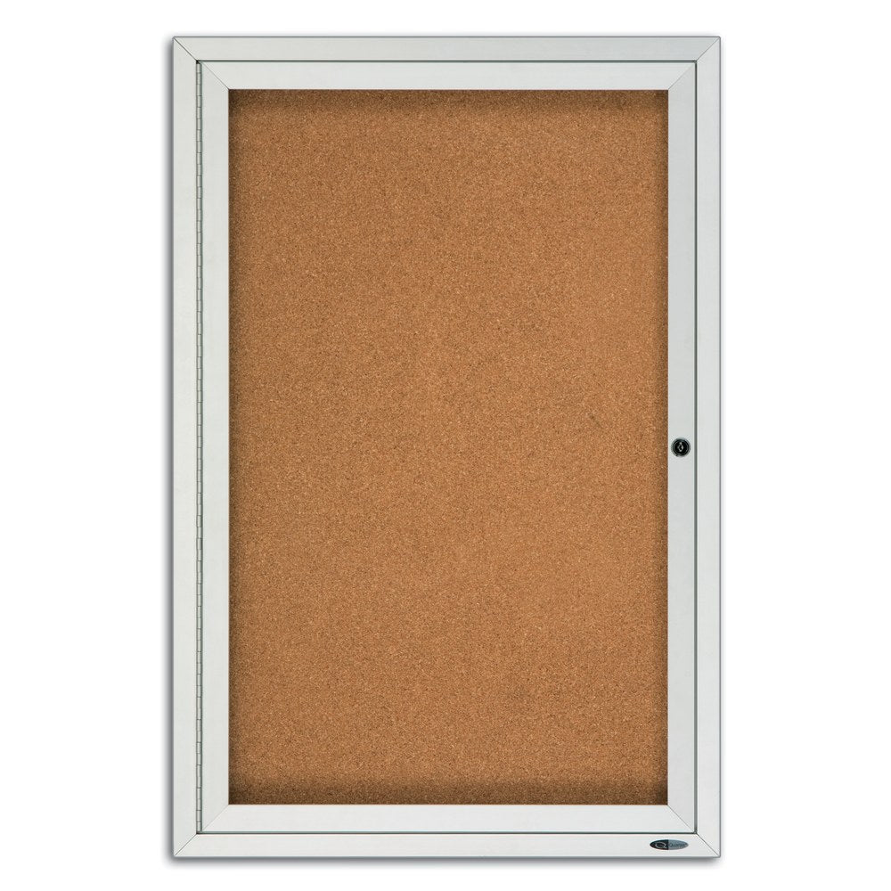 Quartet Enclosed Outdoor 1-Door Bulletin Board, 36in x 24in, Aluminum Frame With Silver Finish