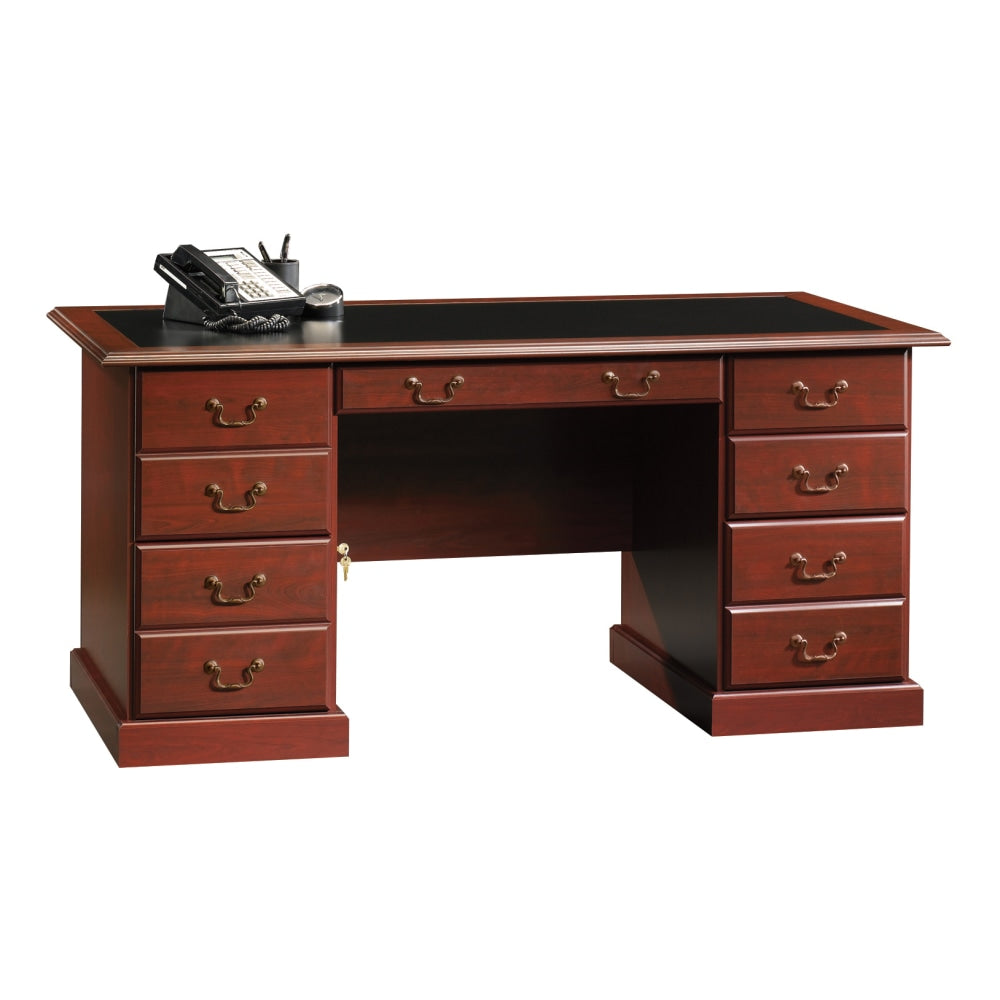 Sauder Heritage Hill 65inW Double-Pedestal Writing Desk, Classic Cherry