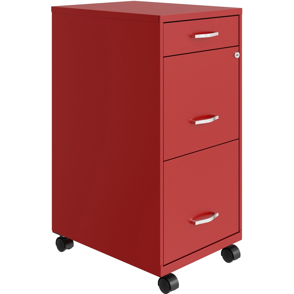 NuSparc 18inD Vertical 3-Drawer Mobile File Cabinet, Red , 1 Each