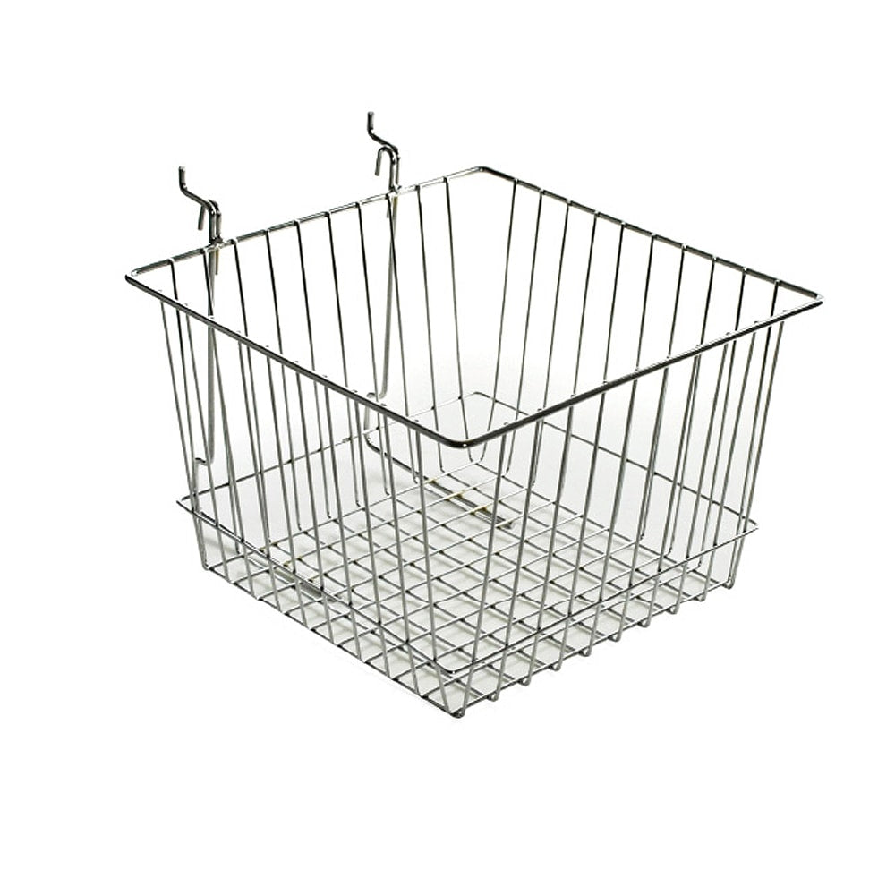 Azar Displays Chrome Wire Baskets, Medium Size, 8in x 12in x 12in, Silver, Pack Of 2