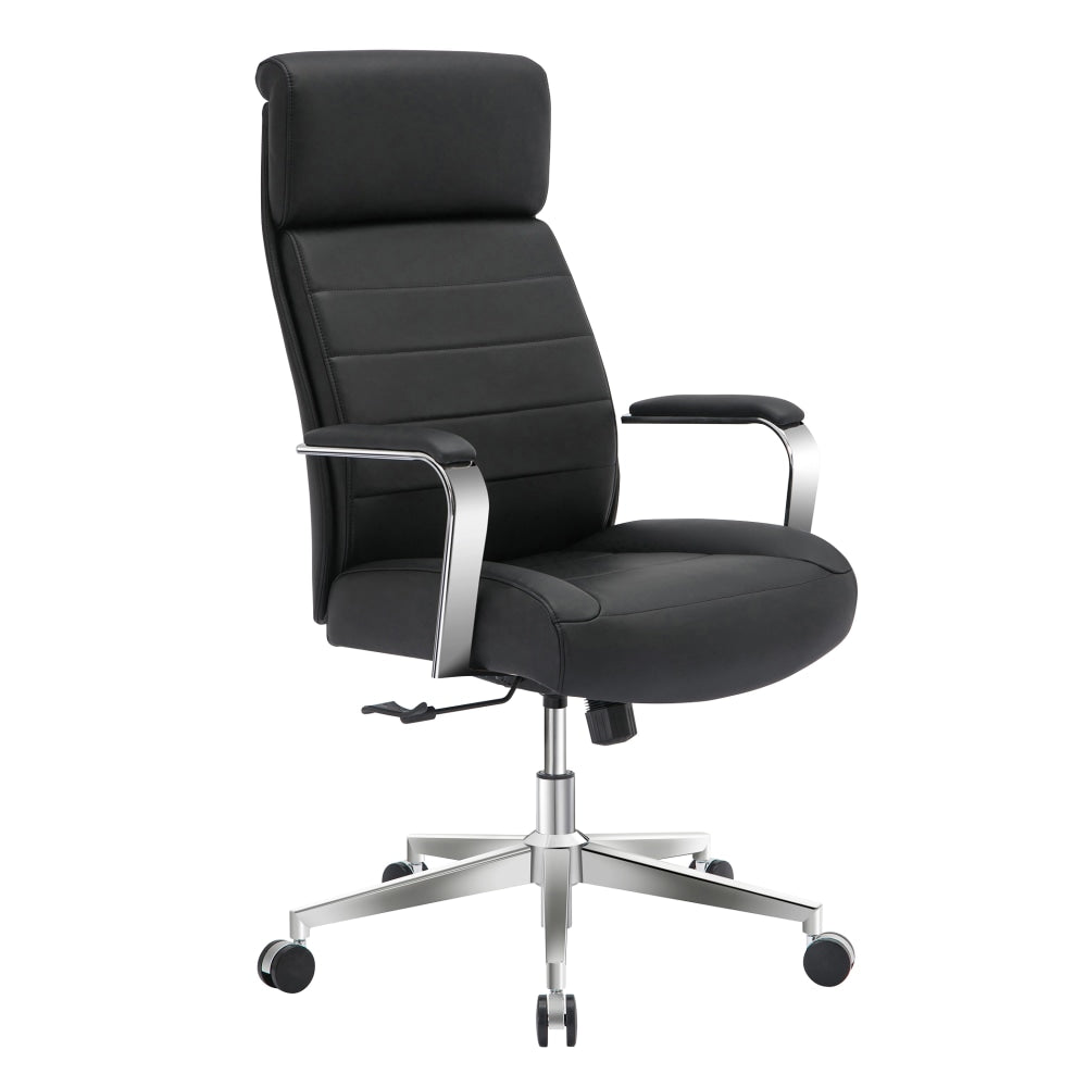 Realspace Modern Comfort Modee Vegan Leather High-Back Executive Office Chair, Black/Chrome, BIFMA Compliant