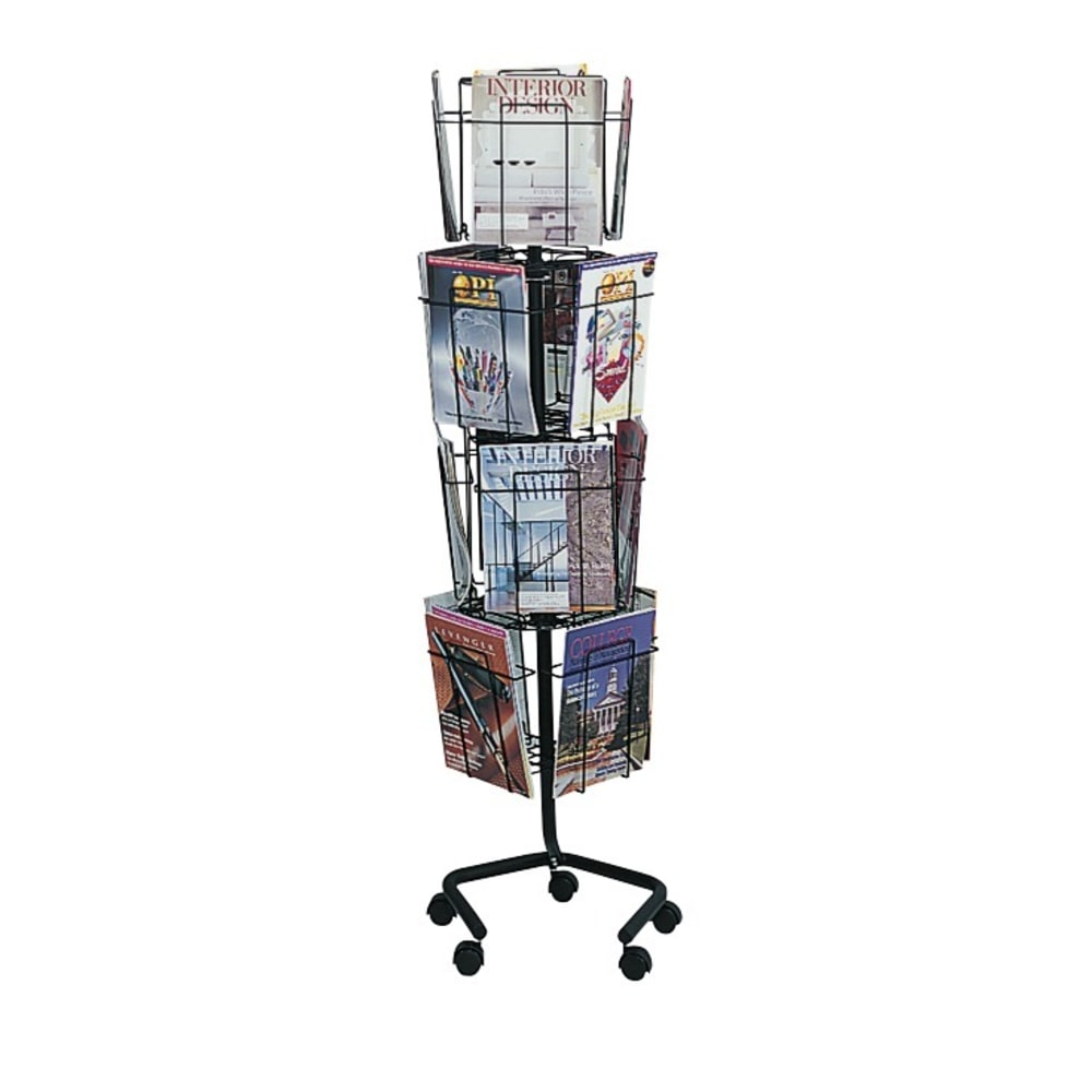 Safco Wire Rotary Literature Display, 61 1/4inH x 15inW x 15inD, 16 Pockets, Charcoal