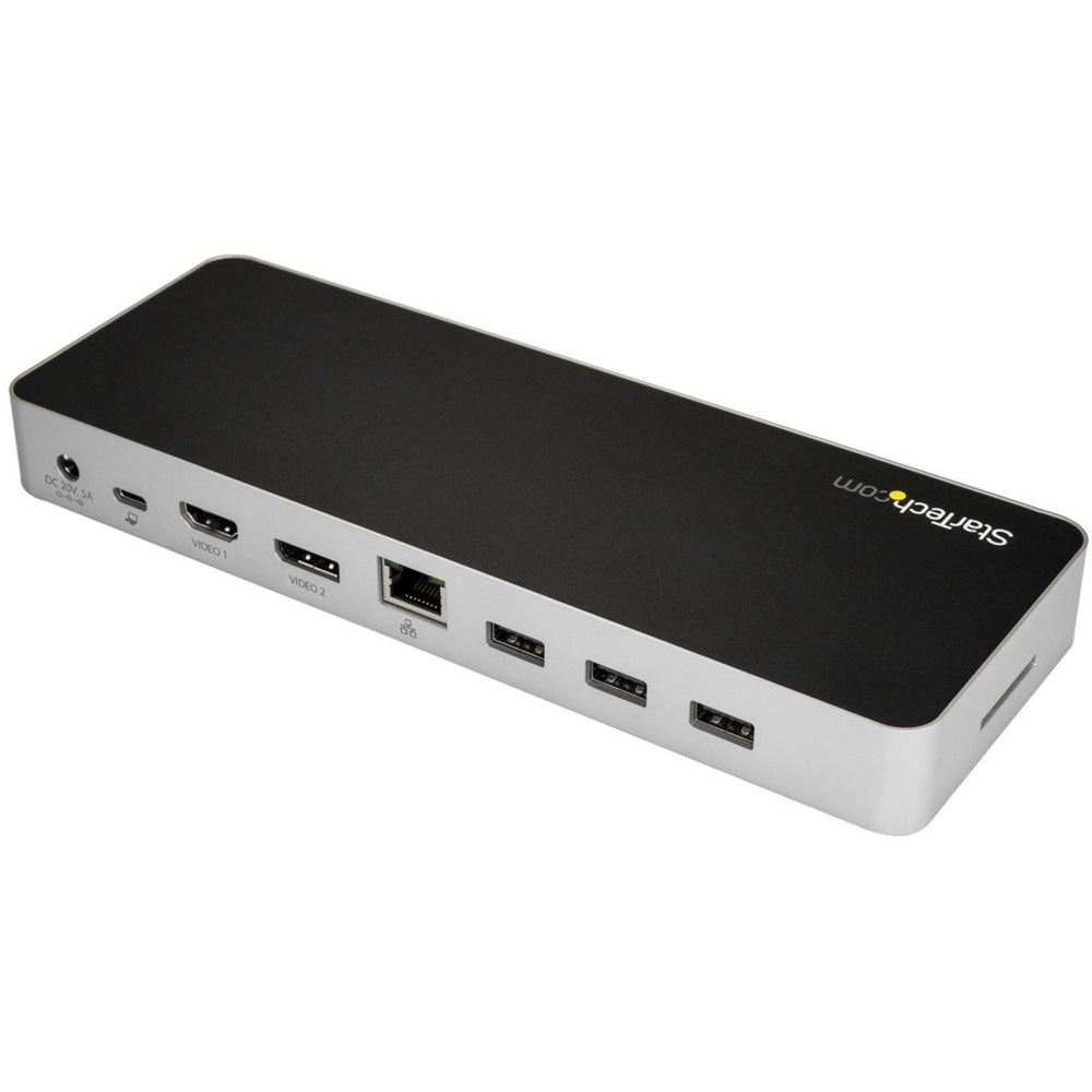 StarTech.com Dual Monitor USB C Dock - Dual 4K Laptop Docking Station - DP / HDMI - Windows / Mac - USB 3.0 SD Card Reader - 60W Power Delivery - for Notebook/Tablet/Smartphone - 60 W - USB 3.0 Type C - 5 x USB Ports - 5 x USB 3.0 - Network (RJ-45)