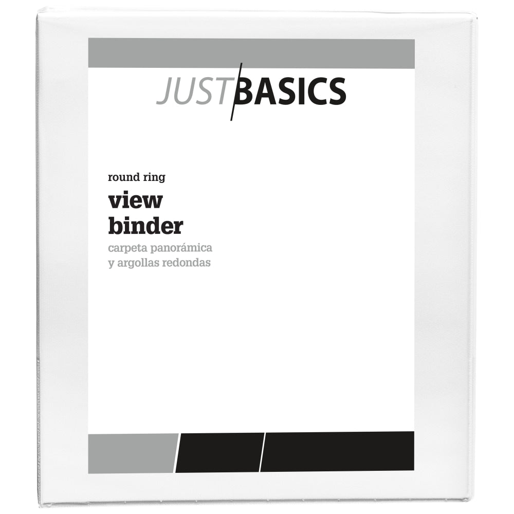 Just Basics View 3-Ring Binder, 1/2in Round Rings, White, Pack Of 12