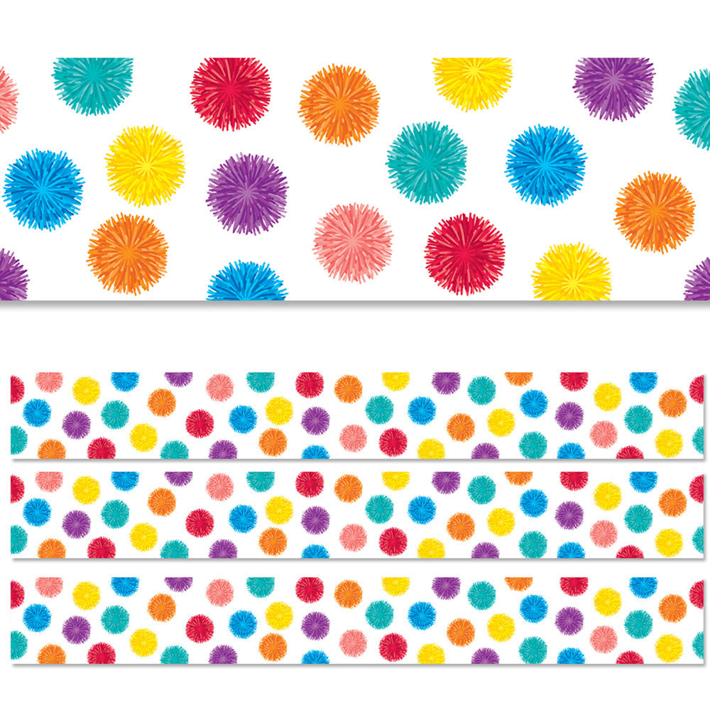 Creative Teaching Press EZ Borders, Pom Dots, 48' Per Pack, Set Of 3 Packs