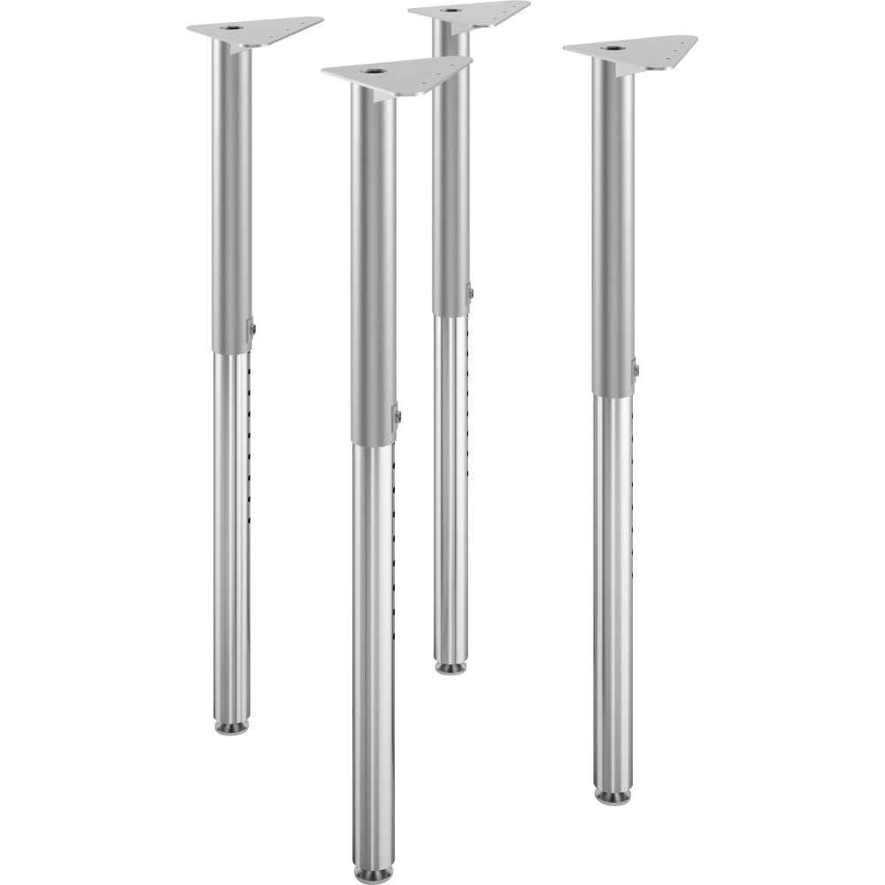 HON Build Adjustable Post Legs, 25in-35in, Platinum Metallic, Pack Of 4