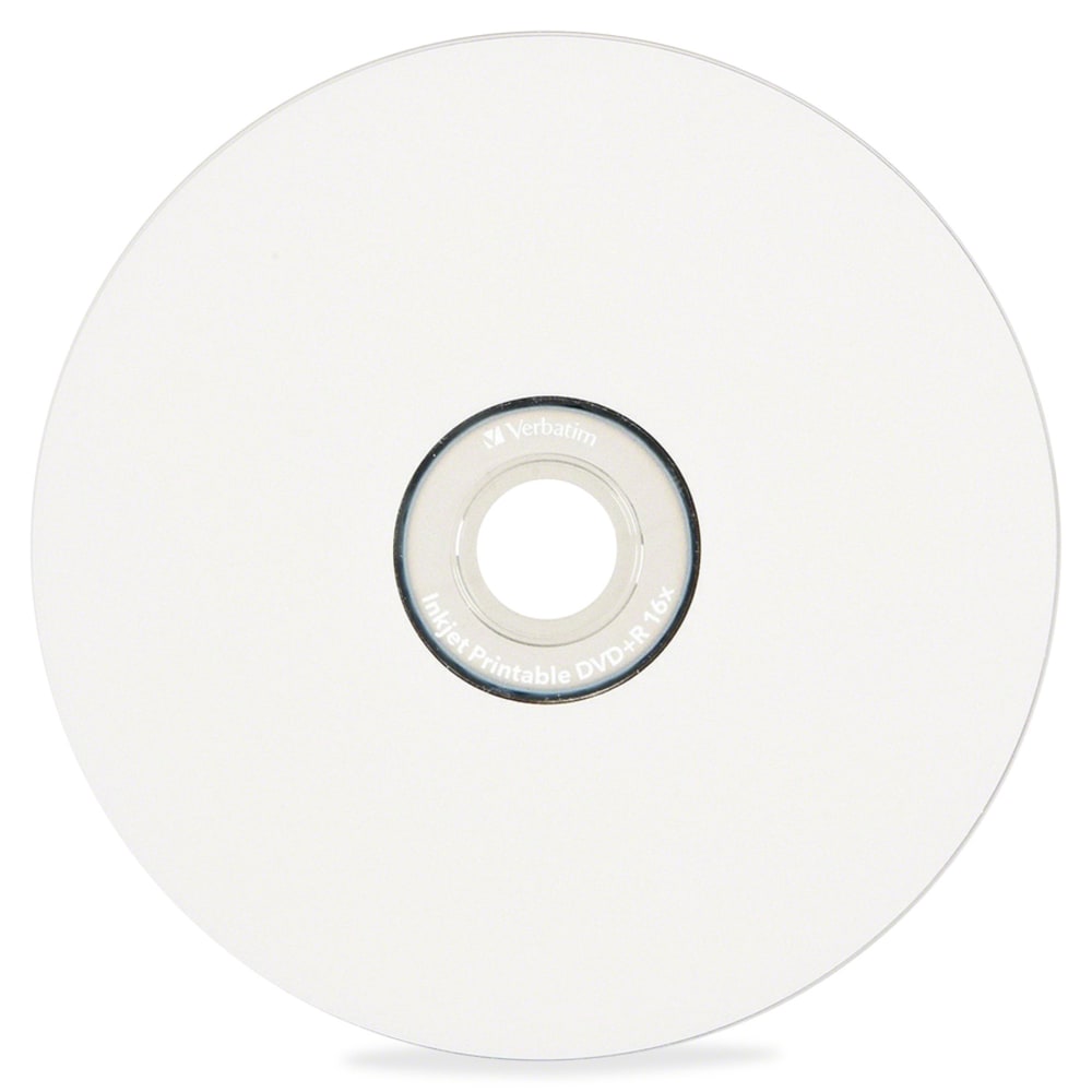 Verbatim Inkjet Printable DVD-R Spindle, White, Pack Of 100