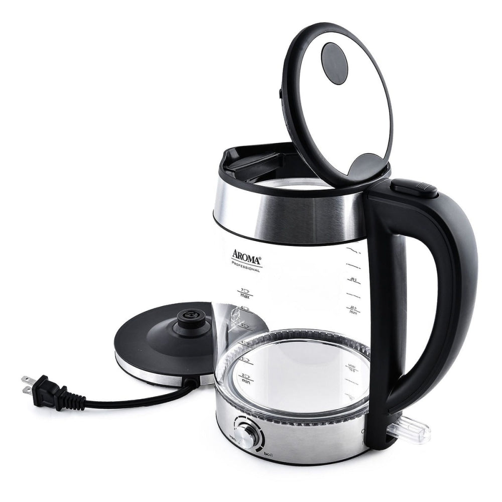 Aroma 1.7L Stainless Steel Electric Kettle, 9-1/2inH x 8-3/4inW x 6inD, Silver