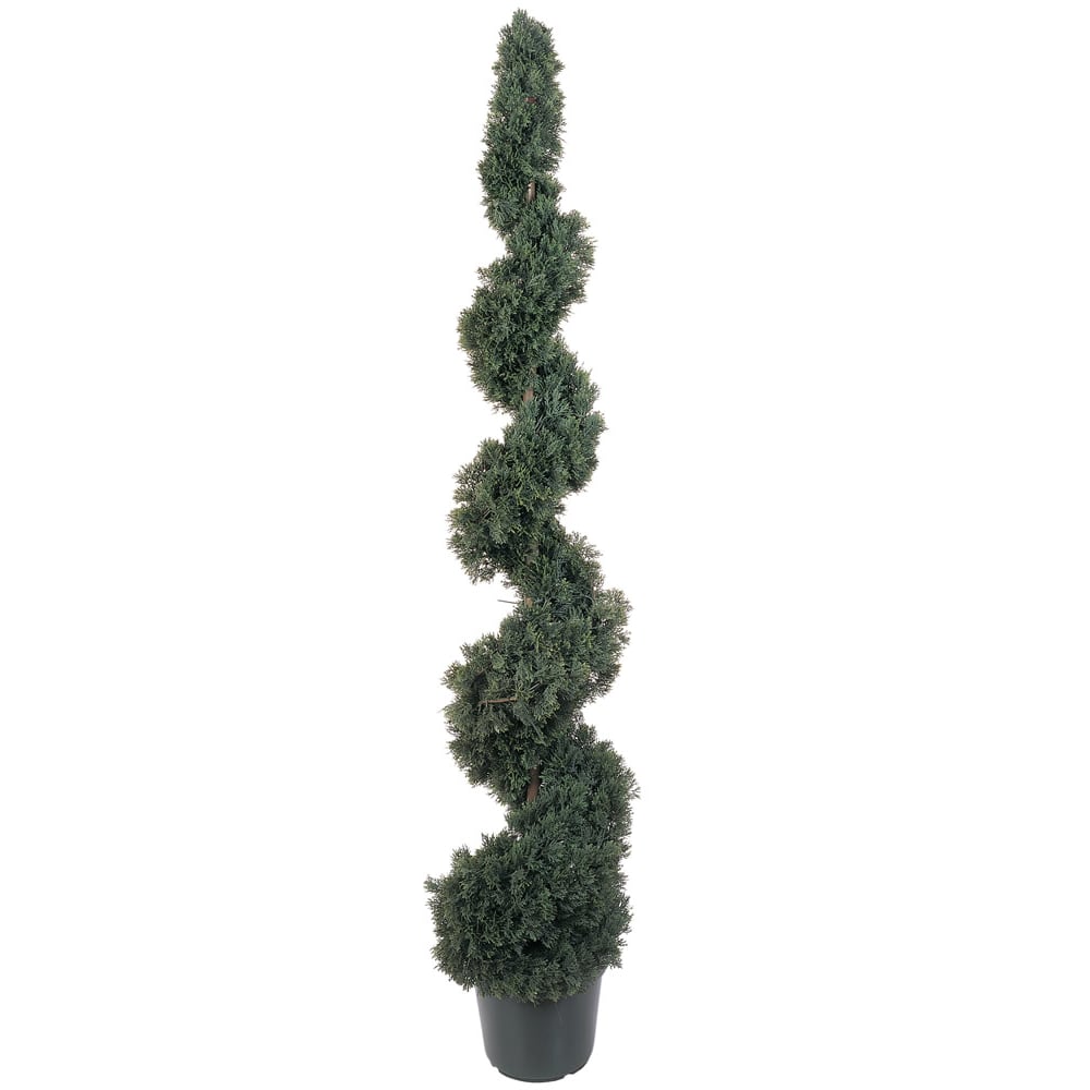 Nearly Natural 5ft Silk Cedar Spiral Topiary With Pot