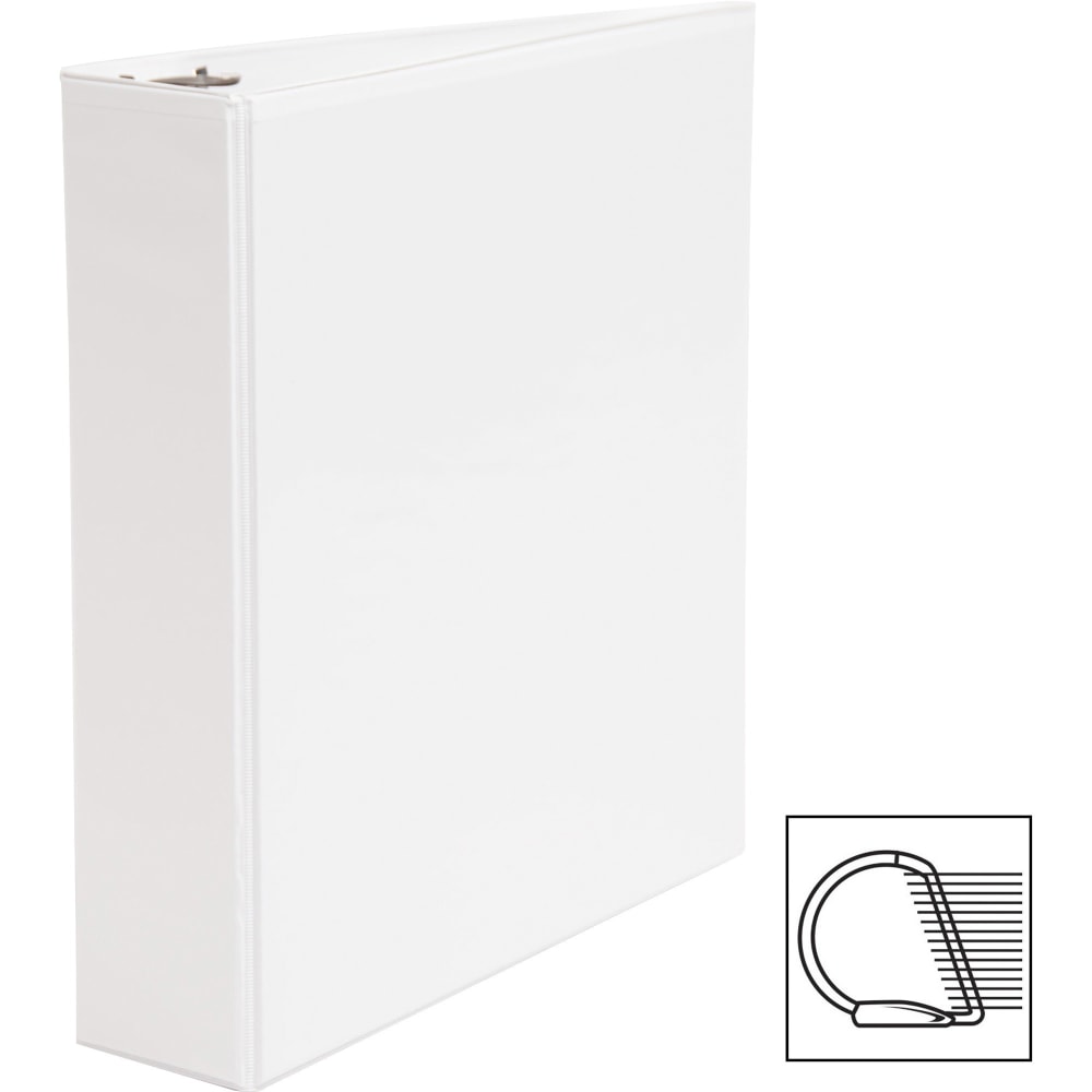 Business Source Basic View 3-Ring Binder, 2in D-Rings, White