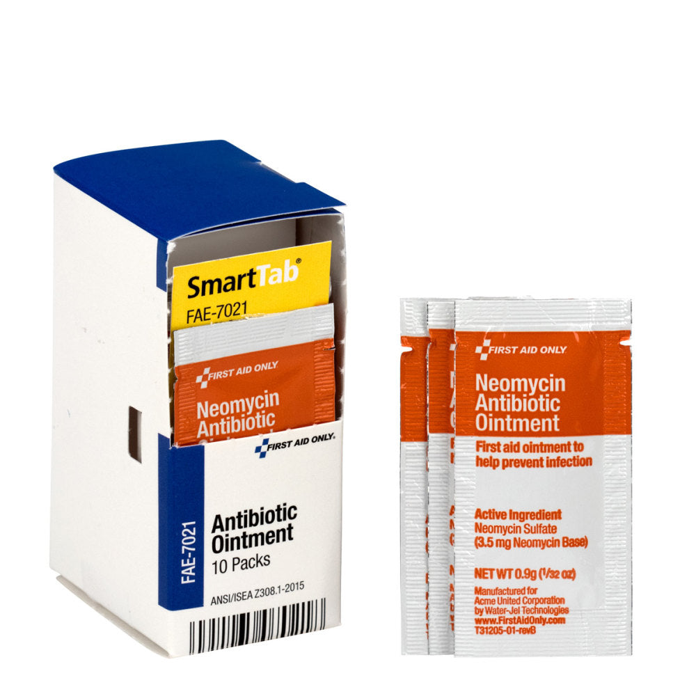 First Aid Only SmartCompliance Antibiotic Ointment Packets, 0.9 Oz, Box Of 10