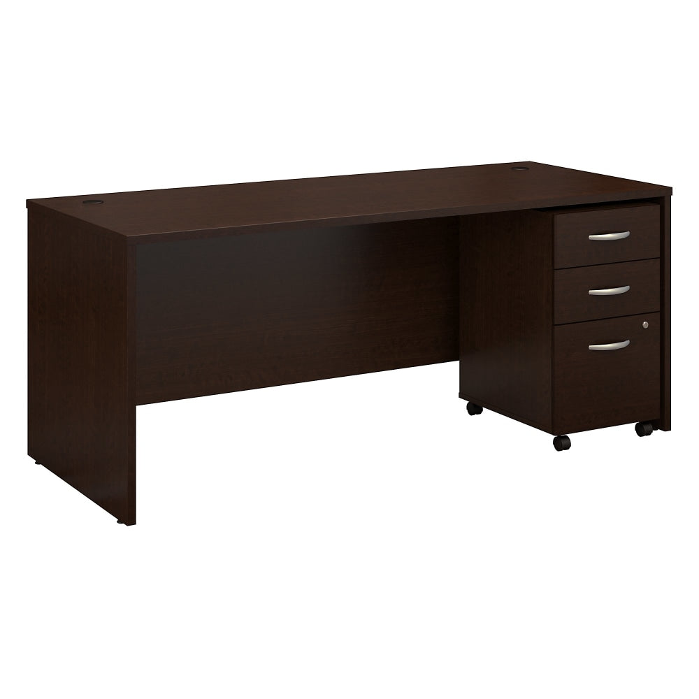 Bush Business Furniture Components 72inW Office Computer Desk With Mobile File Cabinet, Mocha Cherry, Standard Delivery