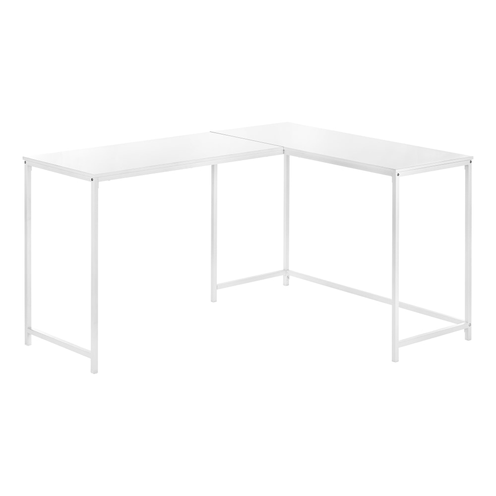 Monarch Specialties Barry 59inW L-Shaped Corner Desk, White