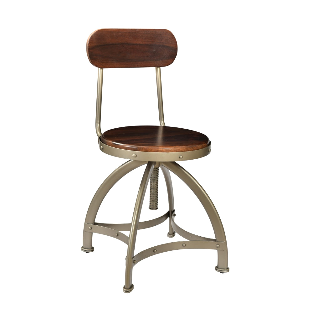 Coast to Coast Adjustable Accent Bar Stool, Honey Brown/Antique Silver