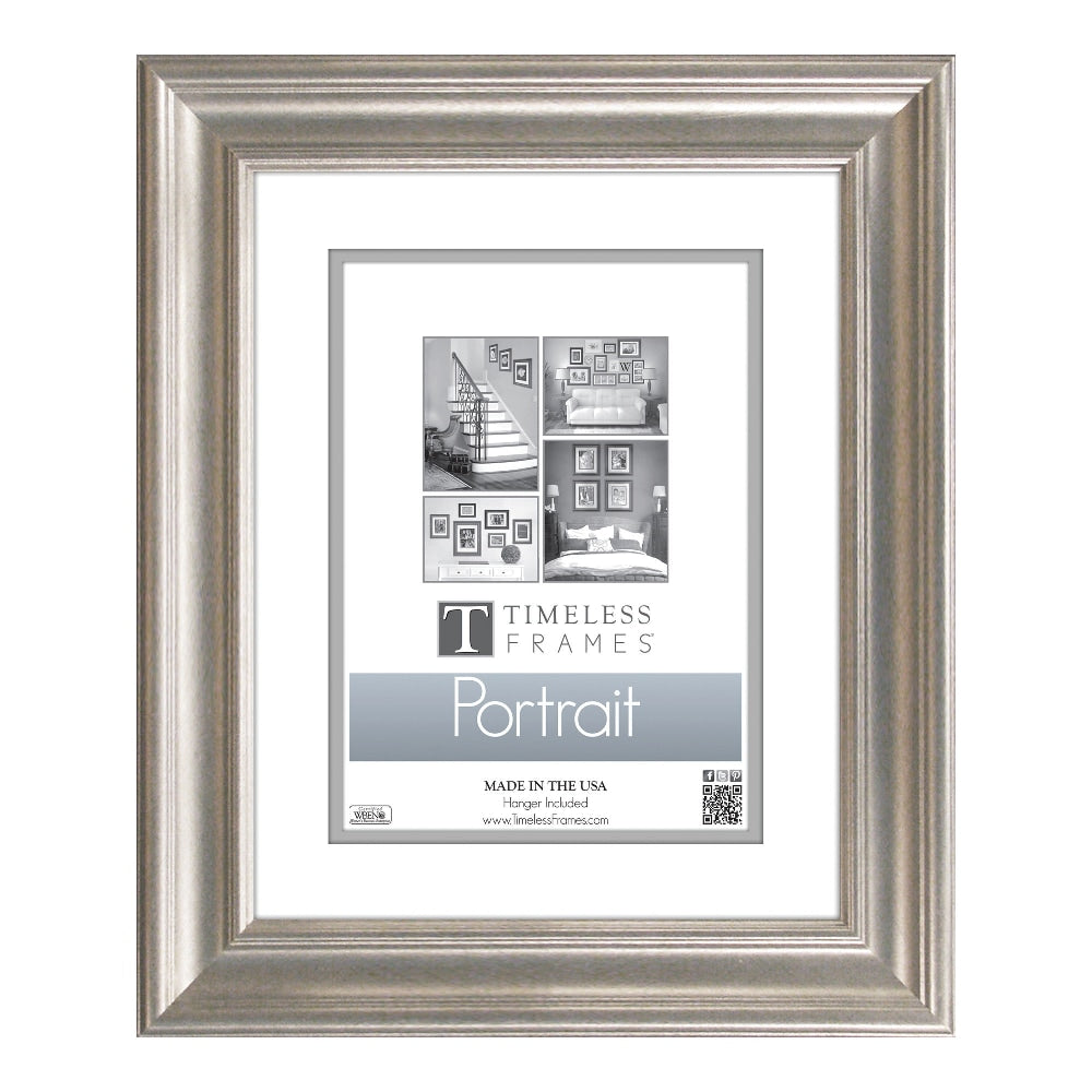 Timeless Frames Lauren Portrait Frame, 11in x 14in With Mat, Silver