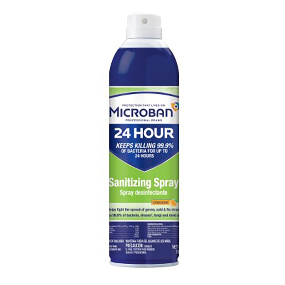 Microban 24-Hour Disinfectant Sanitizing Spray, Citrus Scent, 15 Oz, Pack Of 6 Cans