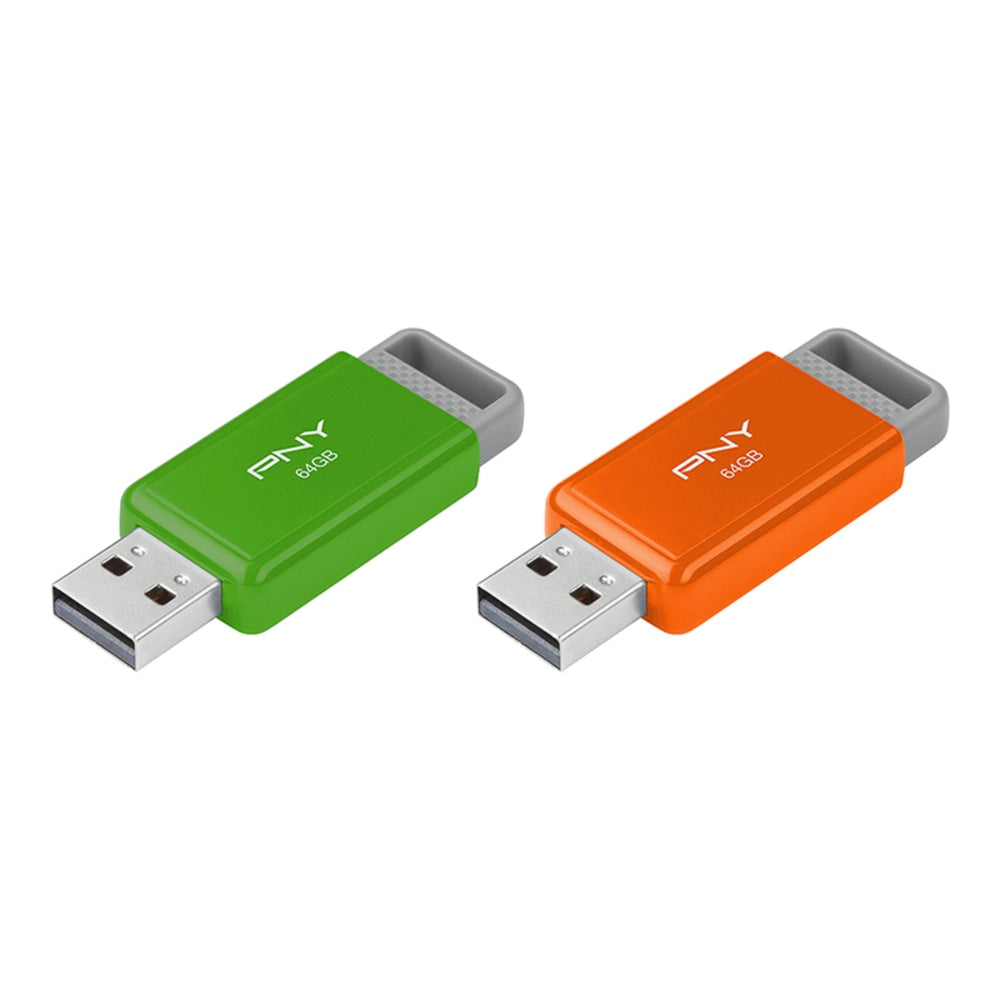 PNY USB 2.0 Flash Drives, 64GB, Pack Of 2 Flash Drives