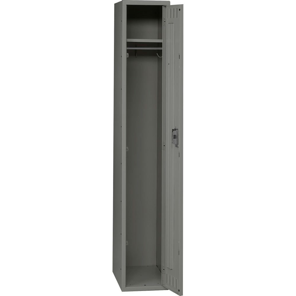 Tennsco Single-Tier Locker, 1-Wide, 72inH x 12inW x 18inD, Medium Gray