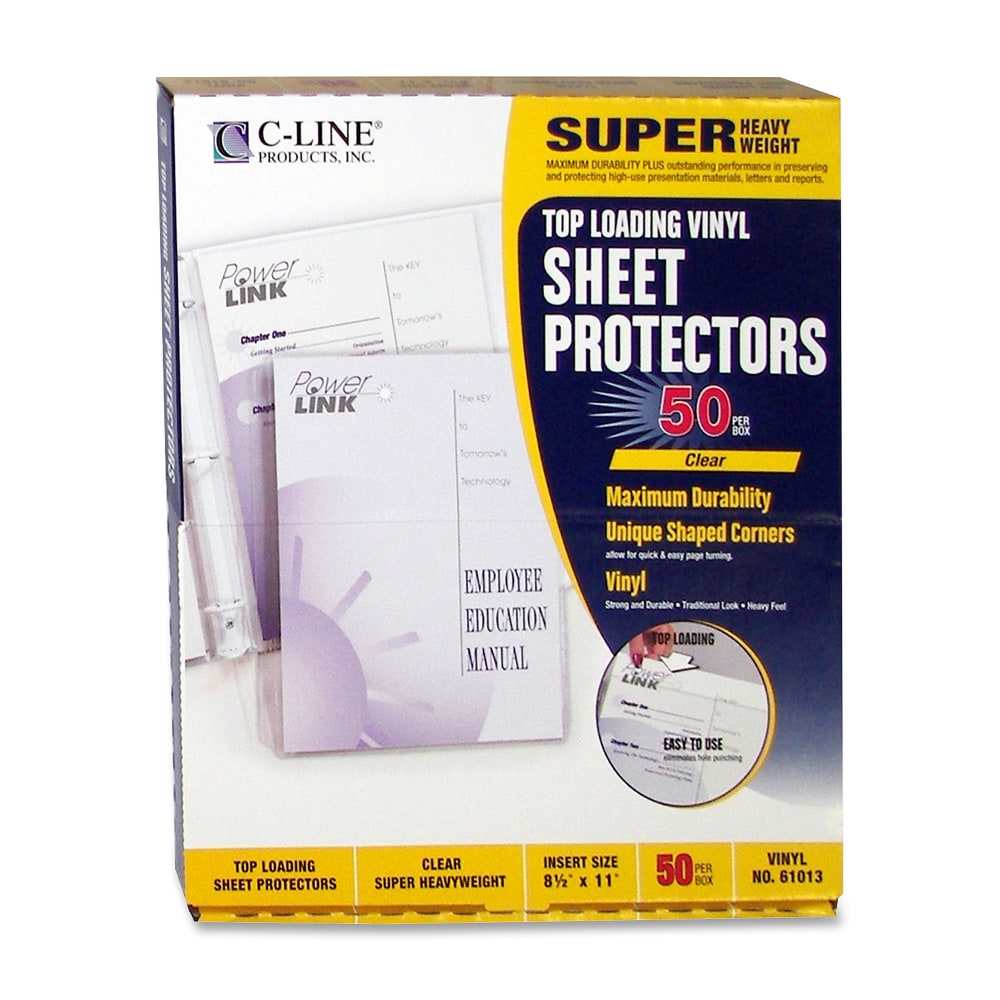 C-Line Vinyl Top-Loading Sheet Protectors, 8 1/2in x 11in, Box Of 50