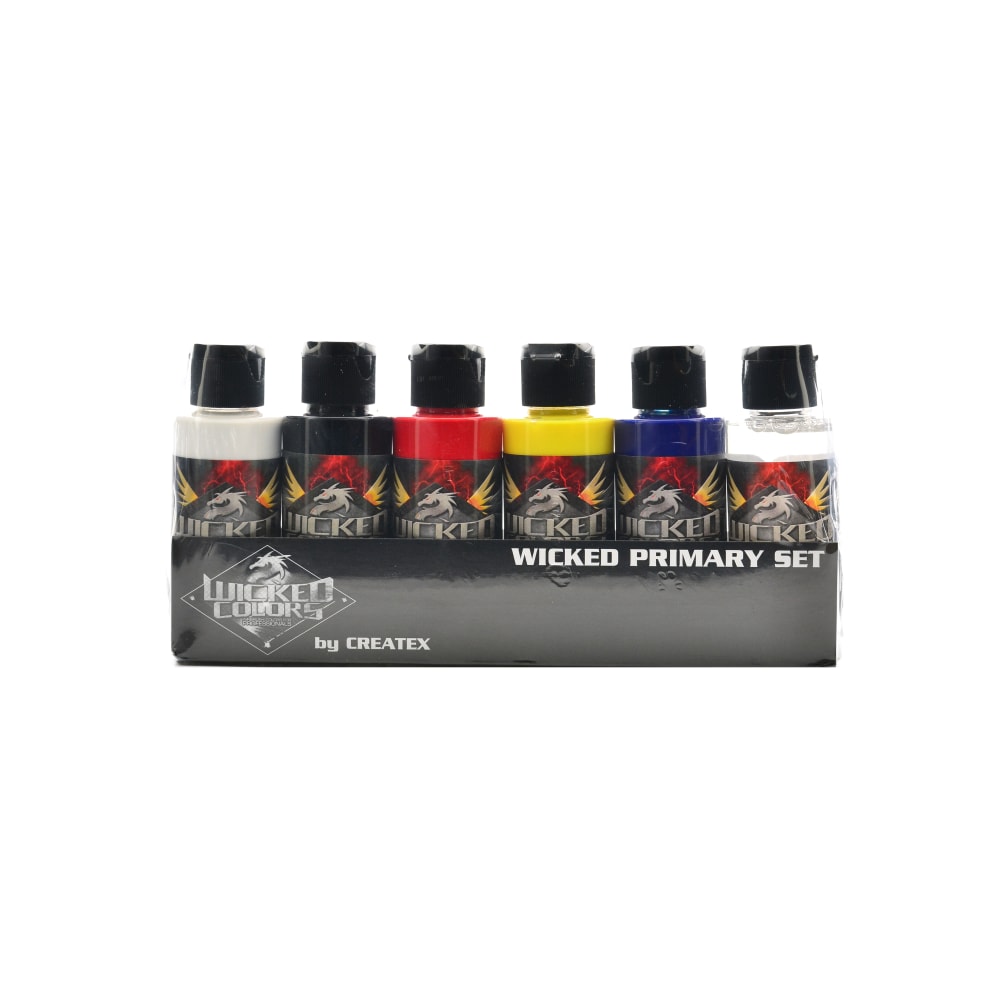 Createx Wicked Airbrush Color Set, Primary Set, 2 Oz