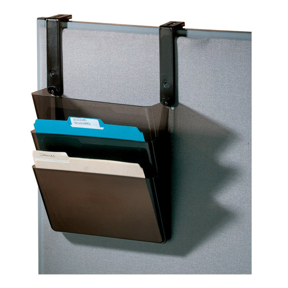 Office Depot Brand Plastic Letter-Size Hanging 3-Pocket Wall File, 8-1/2in x 13-3/8in x 8-1/2in, Black