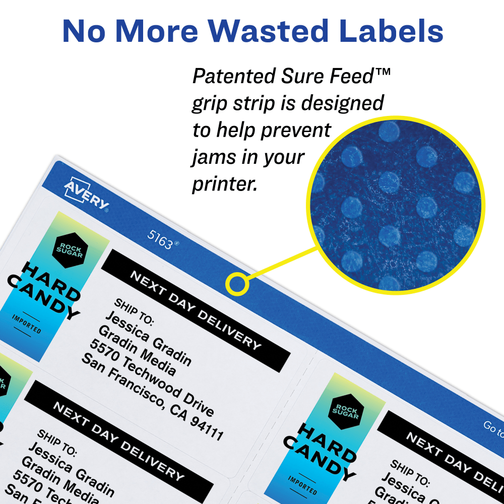 Avery Shipping Labels, Sure Feed Technology, Permanent Adhesive, 3-1/2in x 5in, 1,000 Labels (95935)